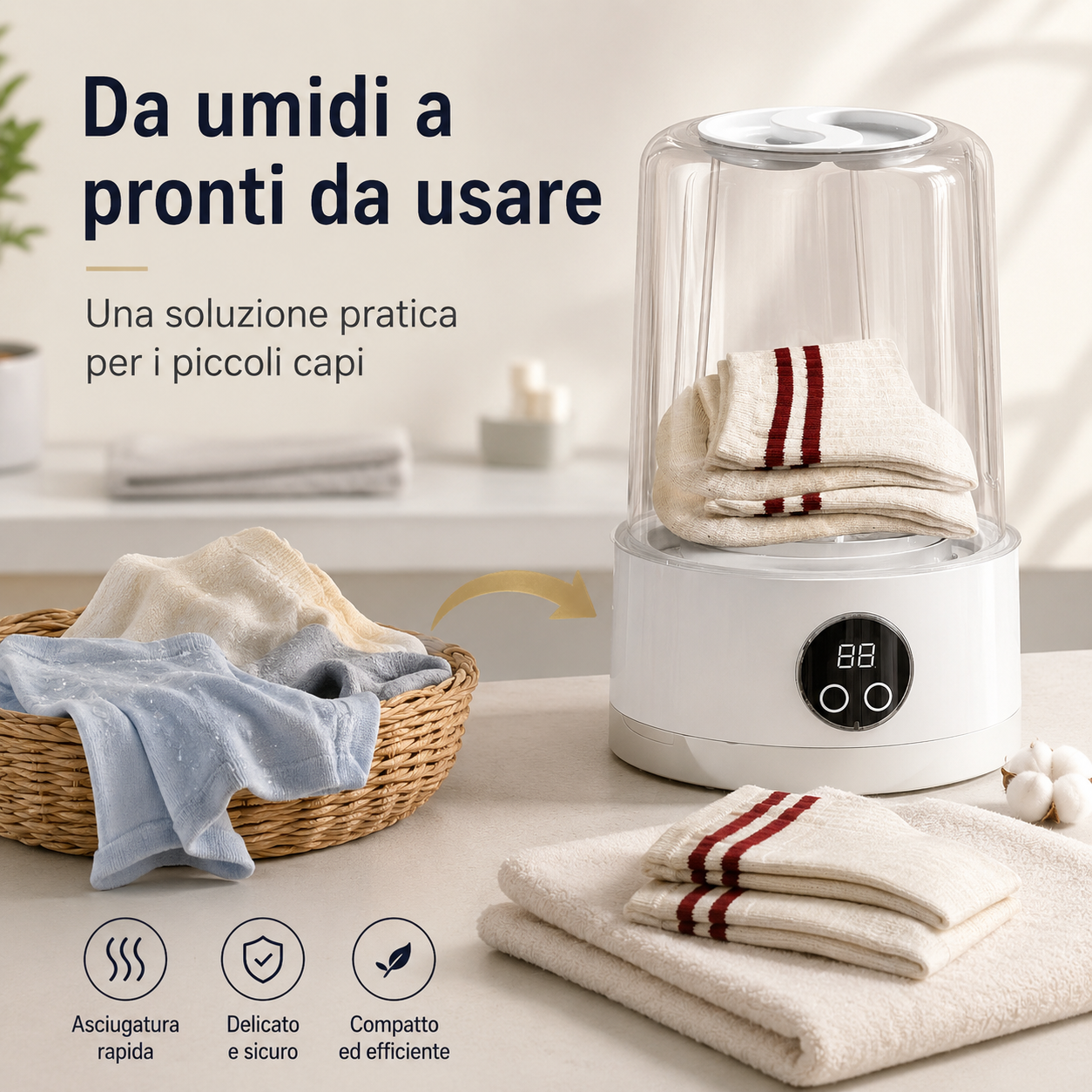 LavaGo™ – Lavatrice Portatile Pieghevole con Cestello di Centrifuga