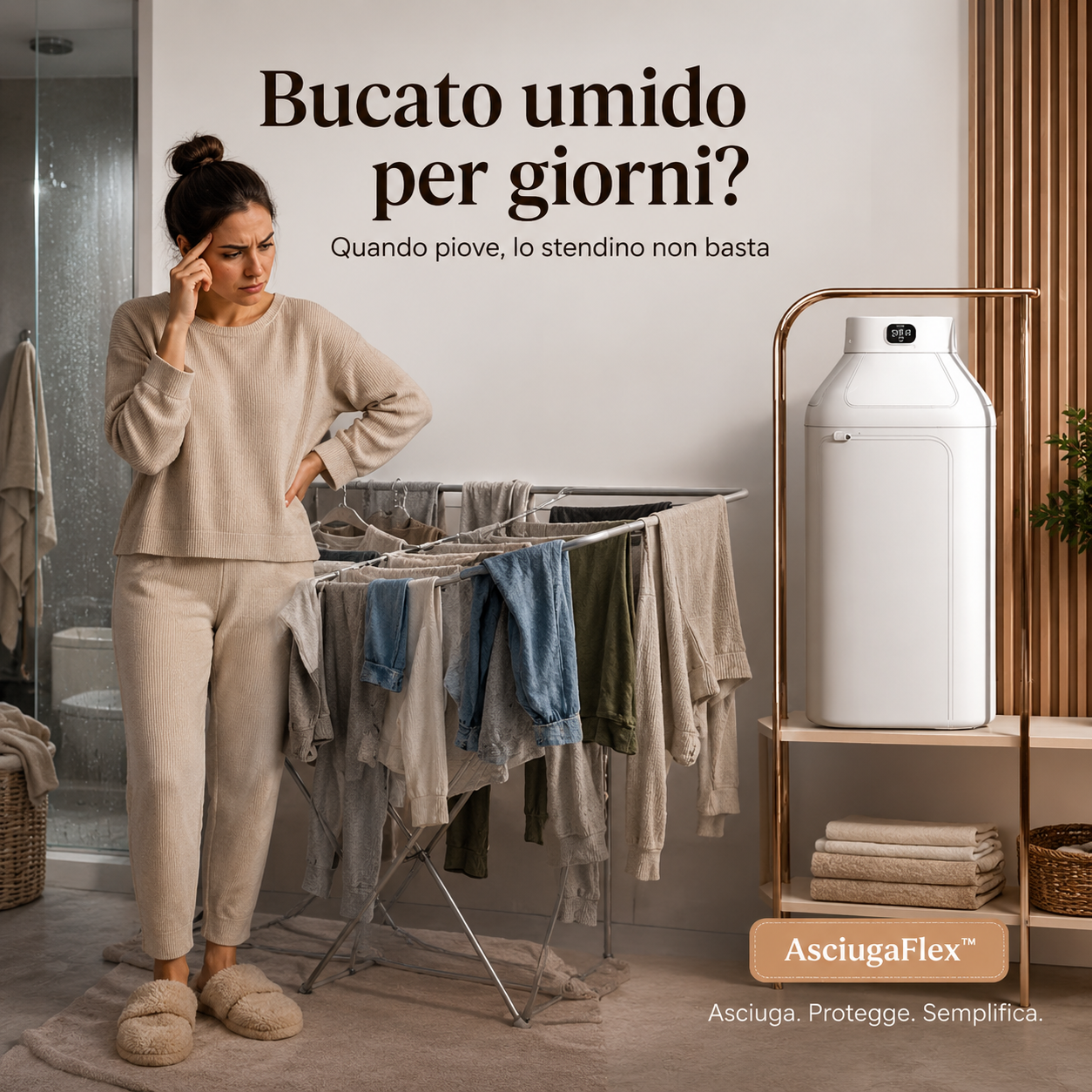 AsciugaFlex™ – Asciugatrice Elettrica Portatile Salvaspazio