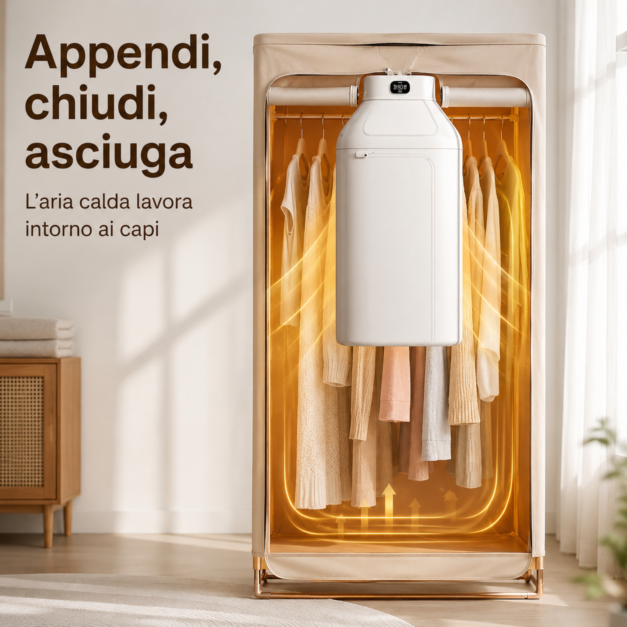 AsciugaFlex™ – Asciugatrice Elettrica Portatile Salvaspazio