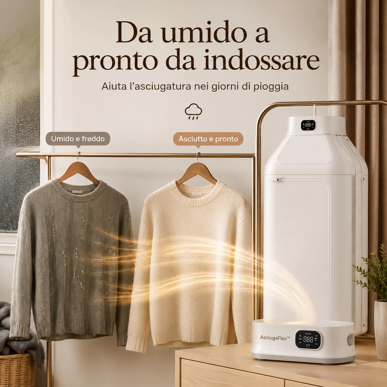 AsciugaFlex™ – Asciugatrice Elettrica Portatile Salvaspazio